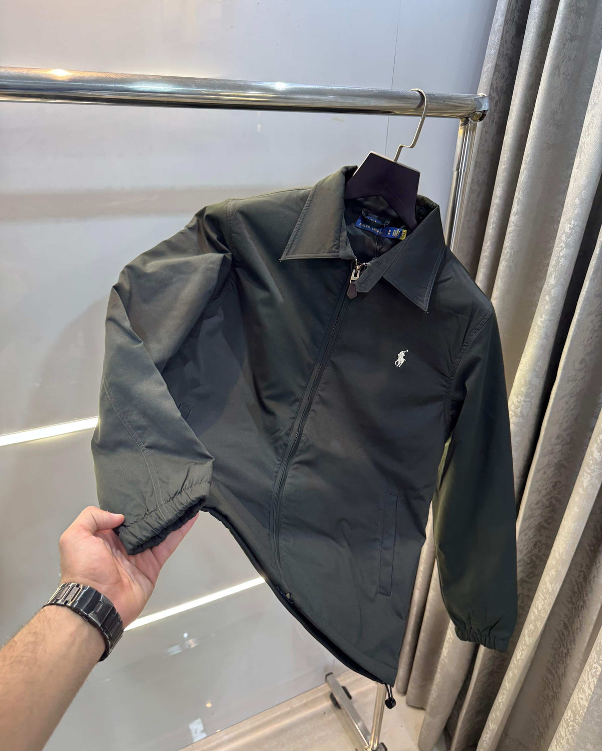 Ralp h  Lauren Bottle Green Luxury Bomber Jacket