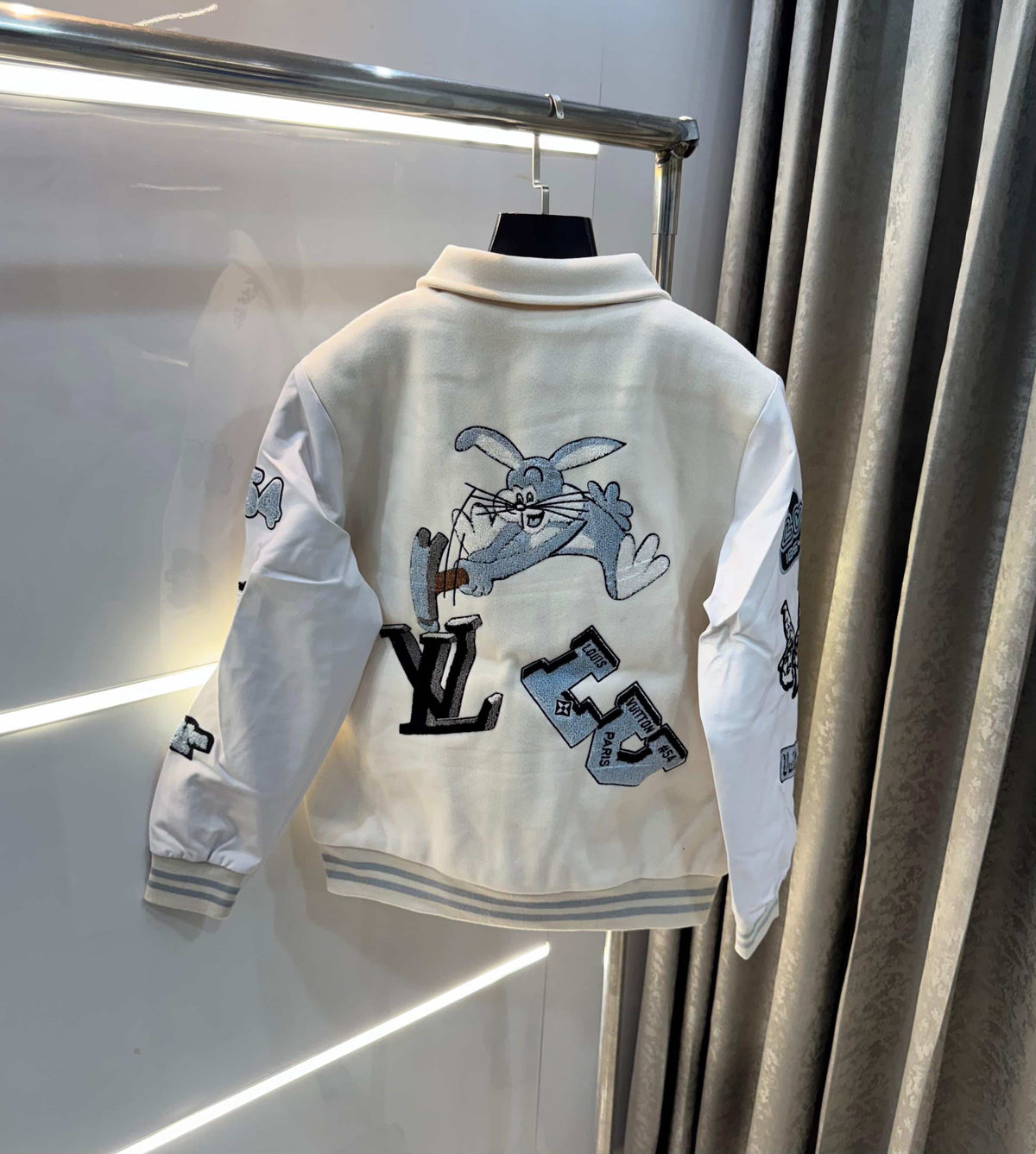 Loui s Vuitto n Cream Imported Varsity Jacket