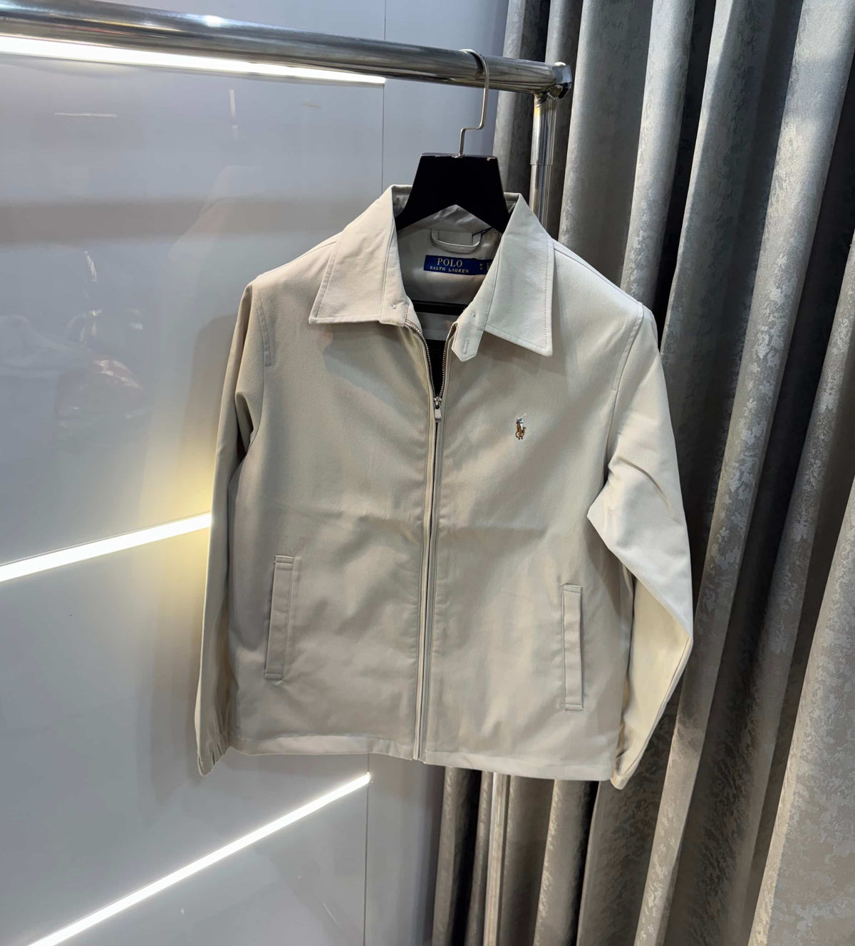 Ralph  Lauren Cream Embroidery Logo Imported Bomber Jacket