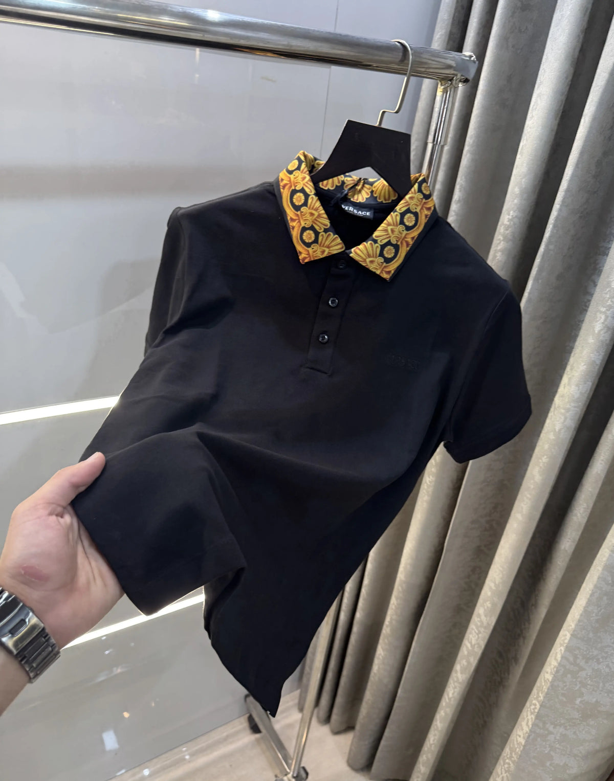 Versace Couture Black Logo Work Imported Polo T-Shirt