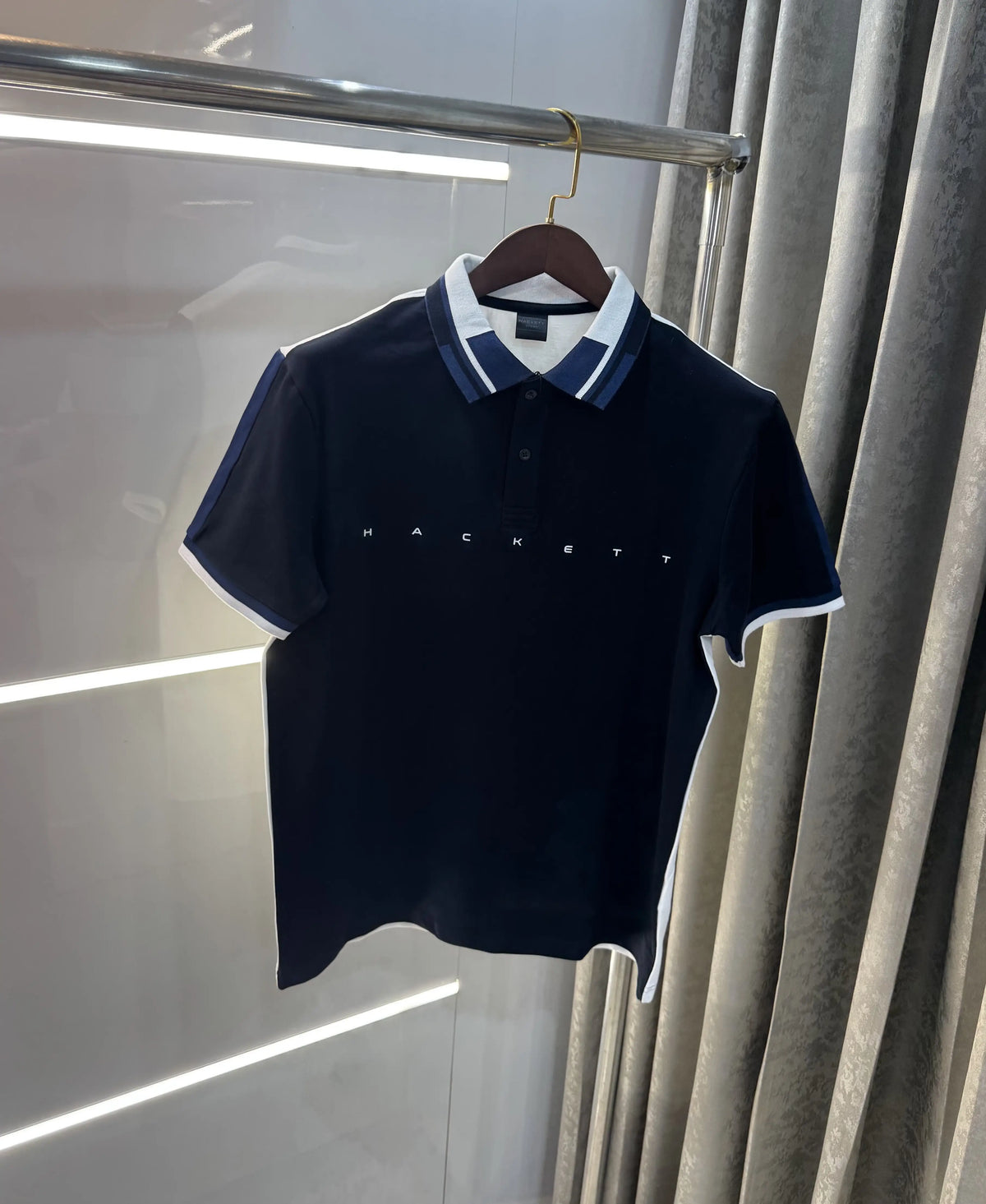 Hacket Petrol Navy Blue Logo Work Premium Polo T-Shirt