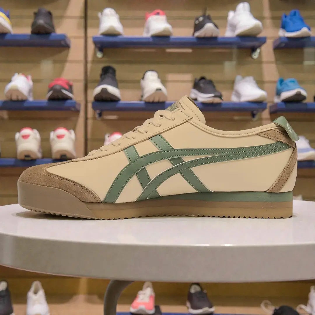 Onitsuka Tiger Mexico 66 PF Beige Grass Green 7A Premium Girls Sneakers D-2142