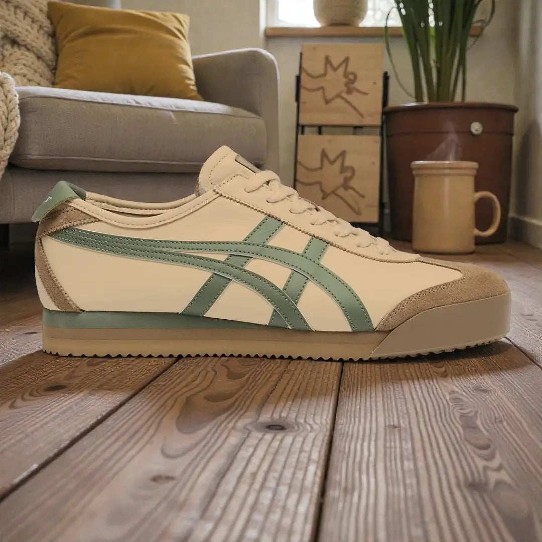 Onitsuka Tiger Mexico 66 PF Beige Grass Green 7A Premium Girls Sneakers D-2142