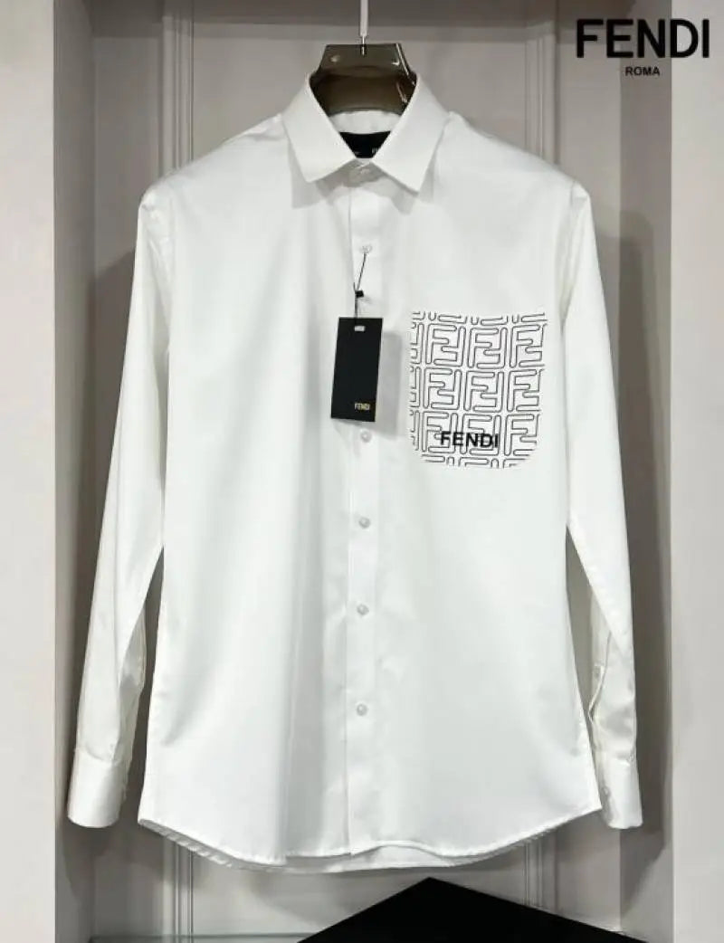 Fend_i Pocket Monogram Printed Imported Premium Partywear Shirt With OG Box