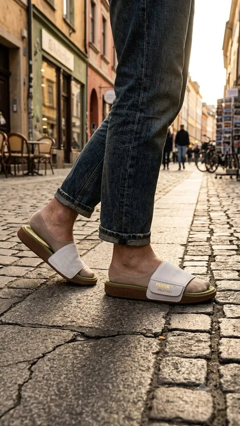 Puma Palermo White Green Flip Flop 
