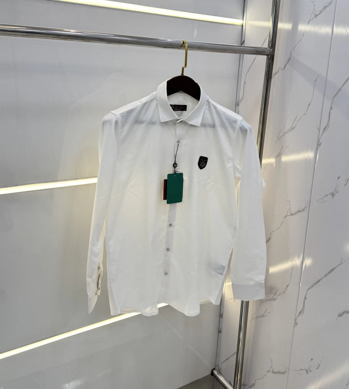 Loro Piana White Embroidery Logo Work Premium Shirt