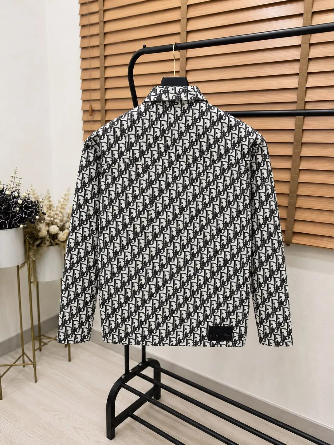 Christian Dio_r Monogram Print Premium Imported Shacket Grey Colour