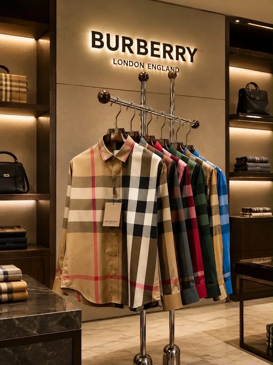 Burberr y Dark Grey 2 Checks Premium Shirt With Original Box