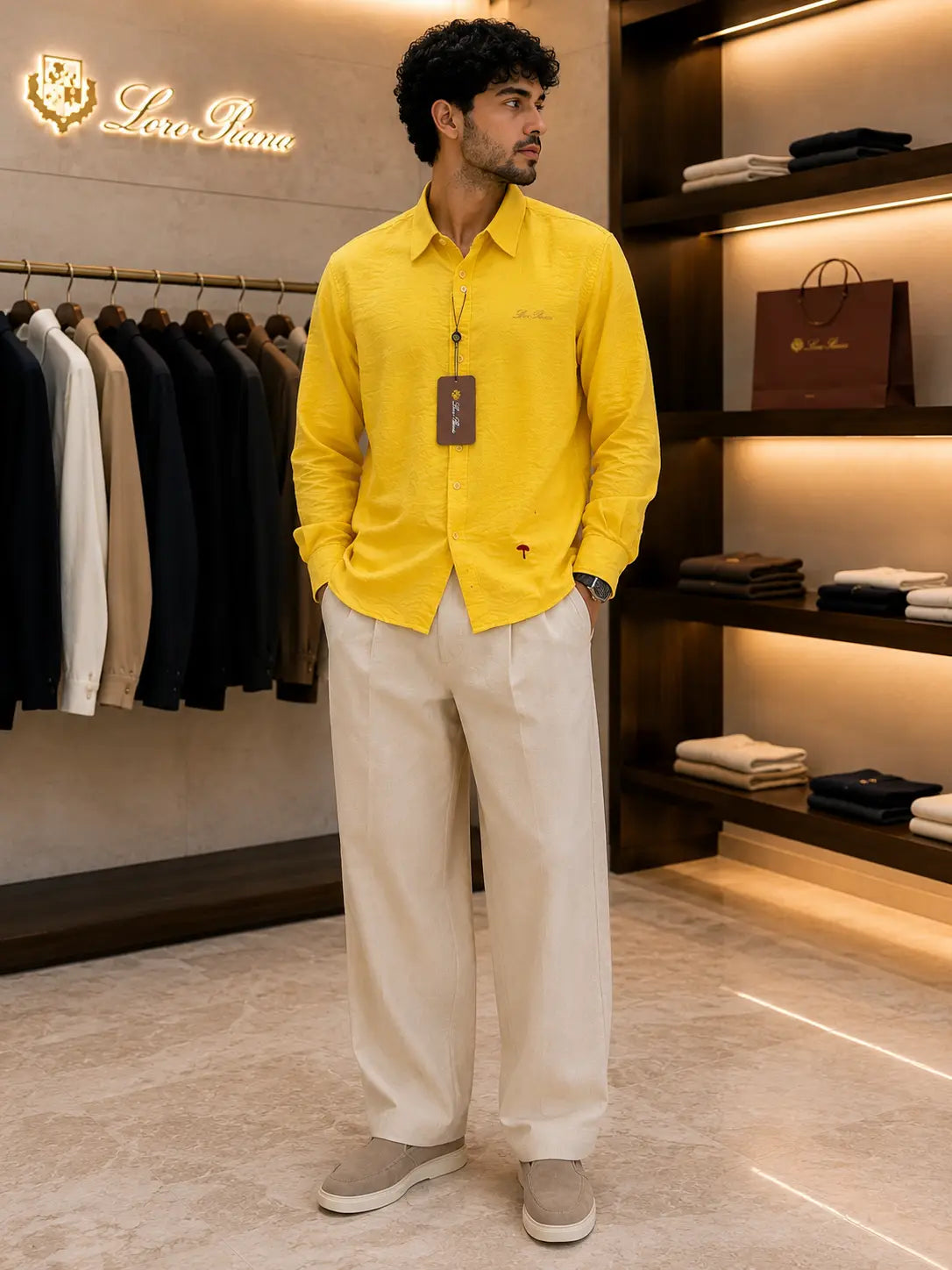 Lor o Piana Yellow White Italian Imported Combo