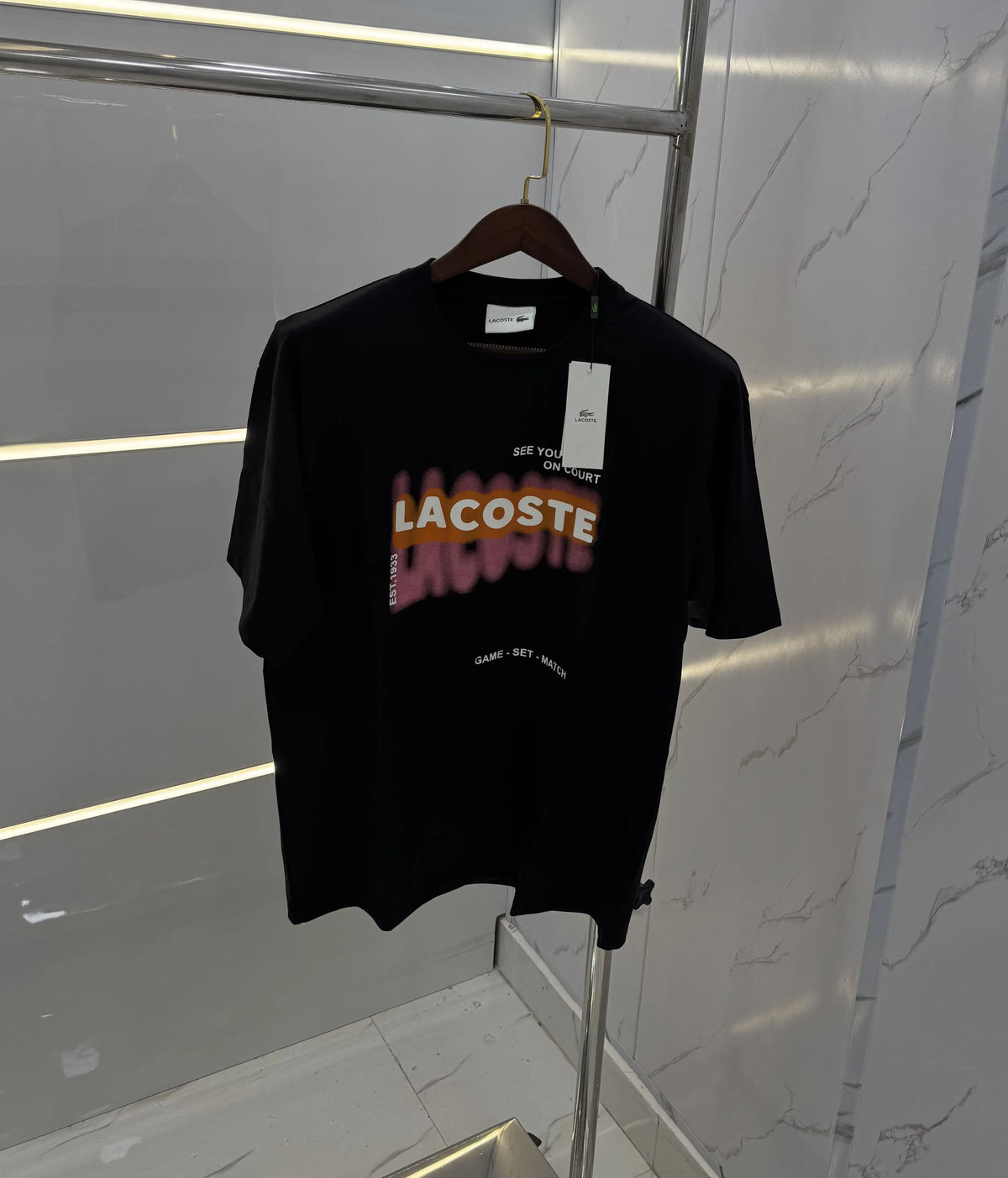Lacost e Black Printed Imported Oversized T-Shirt