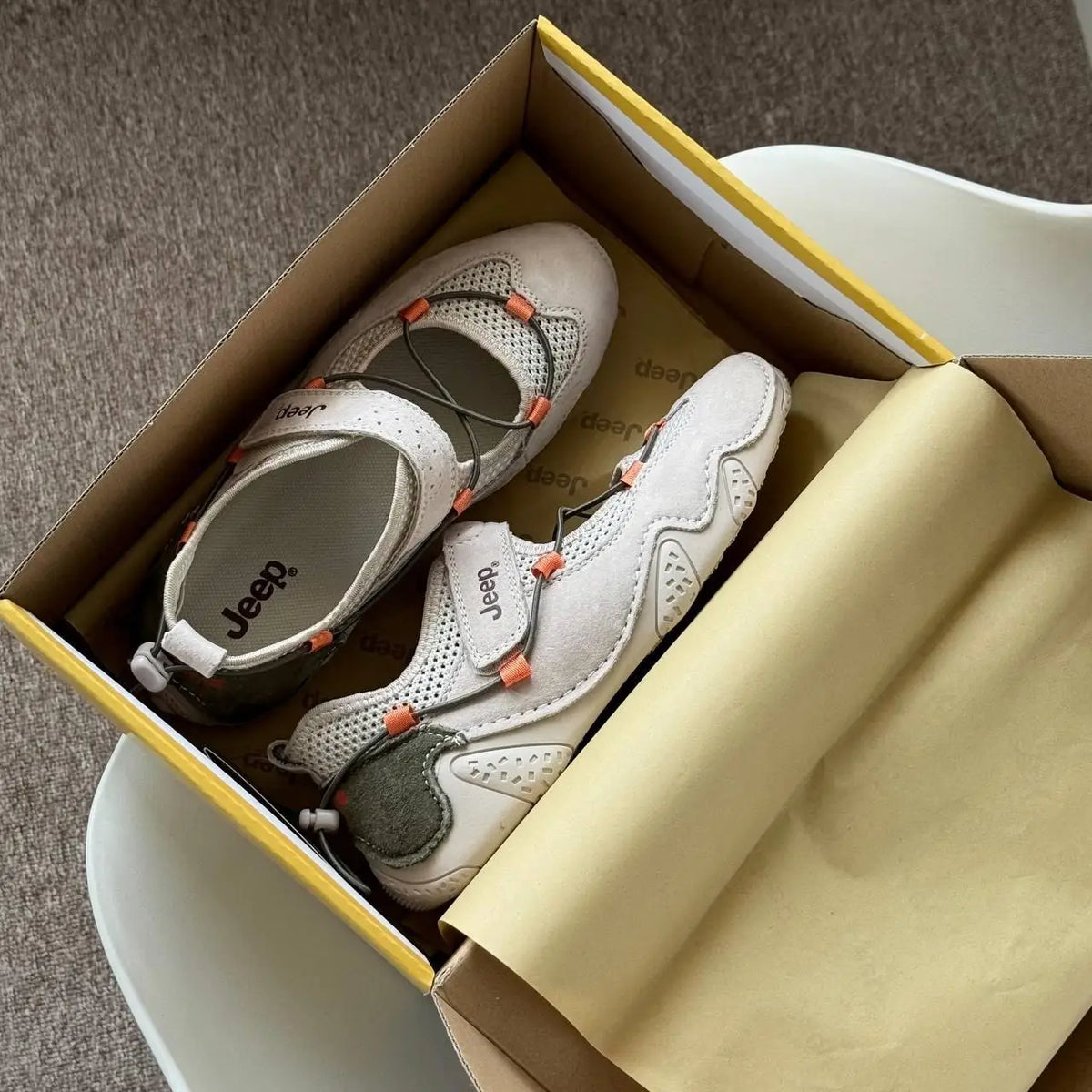 Jeep Outdoor Shoes Low Top Grey  Safety Orange  7A Premium Edition D-2114