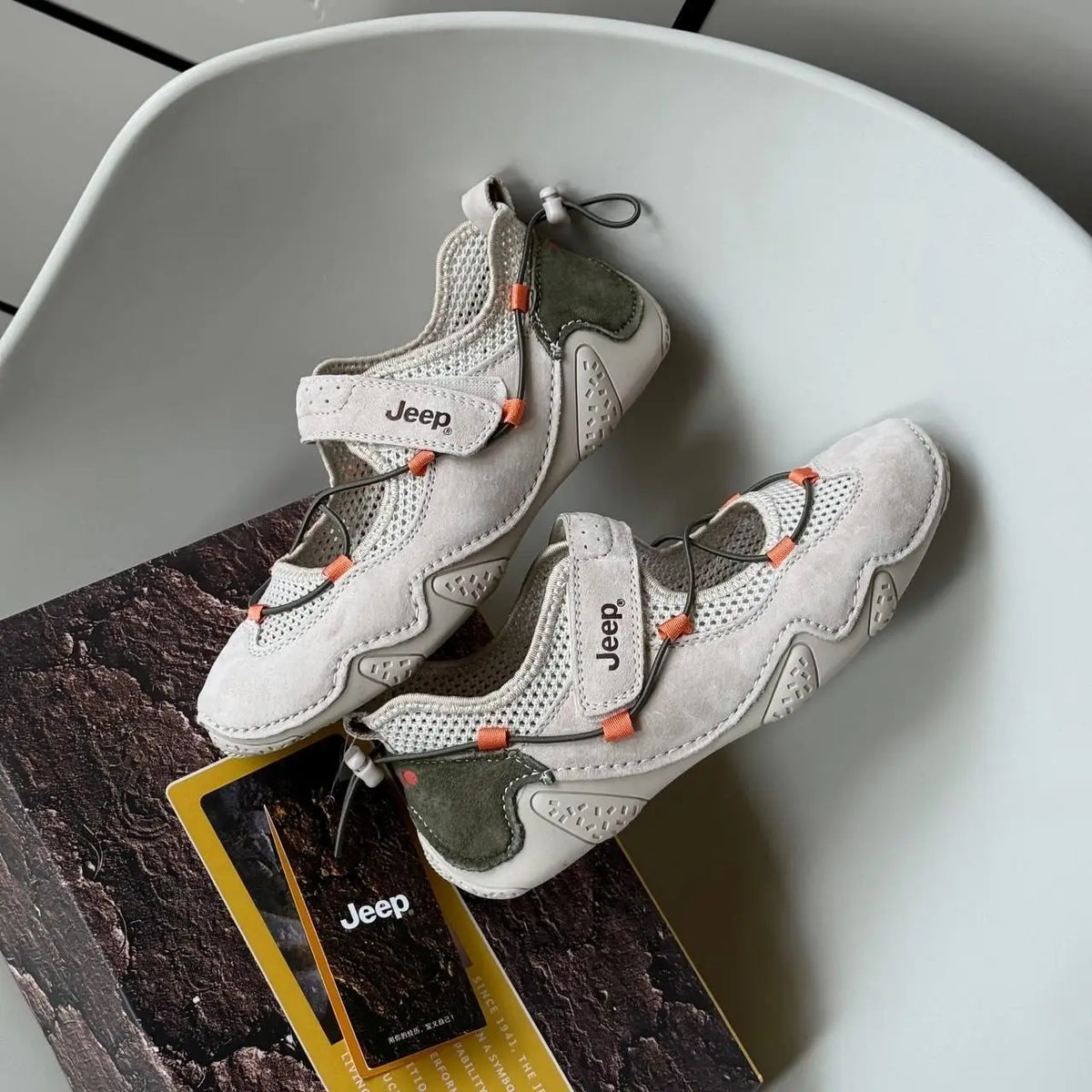 Jeep Outdoor Shoes Low Top Grey  Safety Orange  7A Premium Edition D-2114