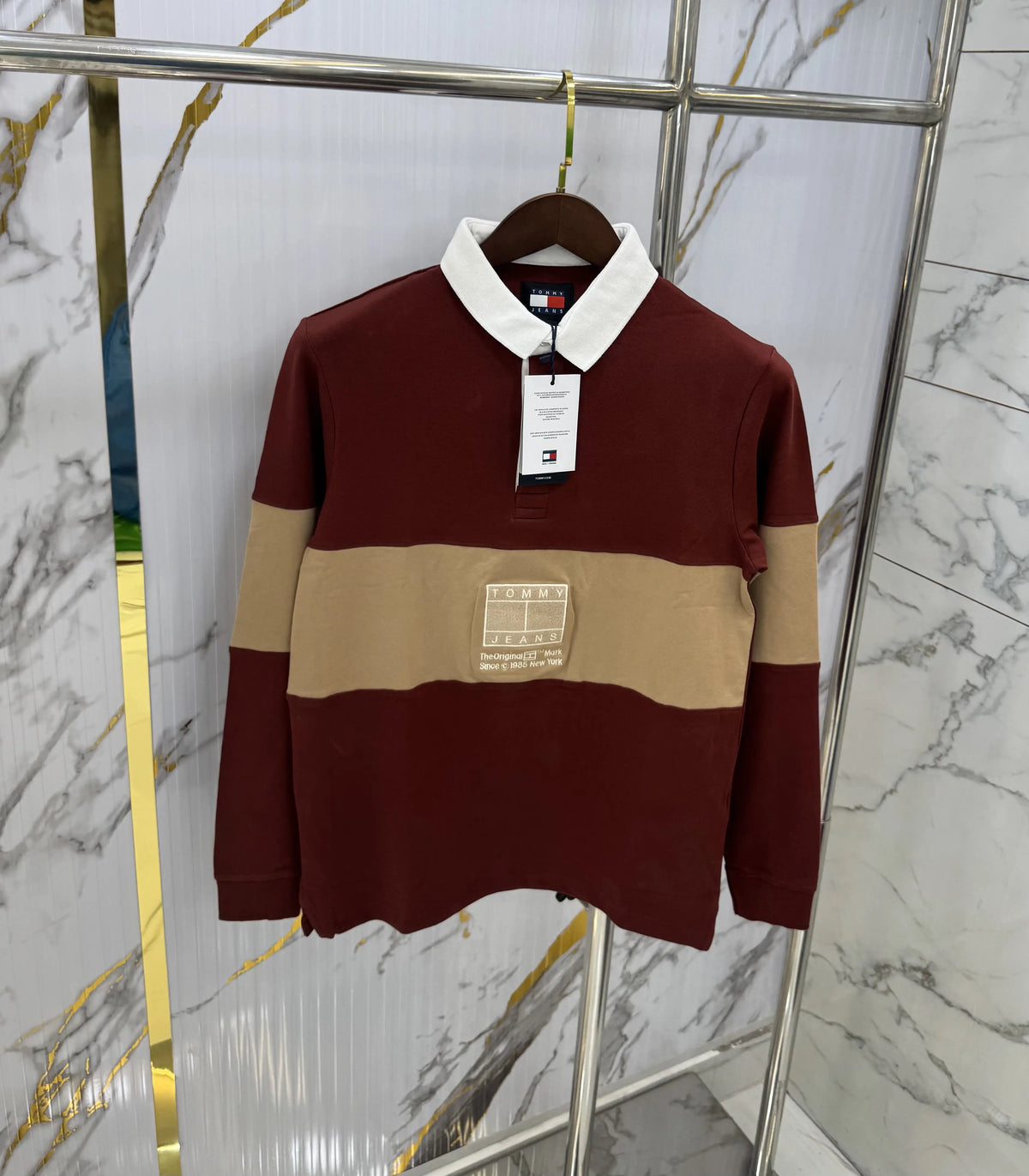 Tommy  Hilfiger Rust Logo Work Premium Full Sleeve Polo T-Shirt