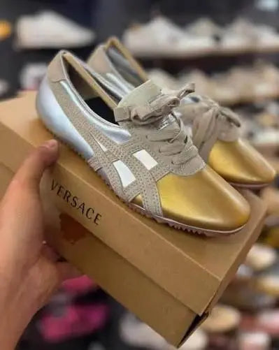Onitsuka Tiger x Versace Tai Chi Sakura Gold Silver 7A Premium Unisex Sneakers D-2119