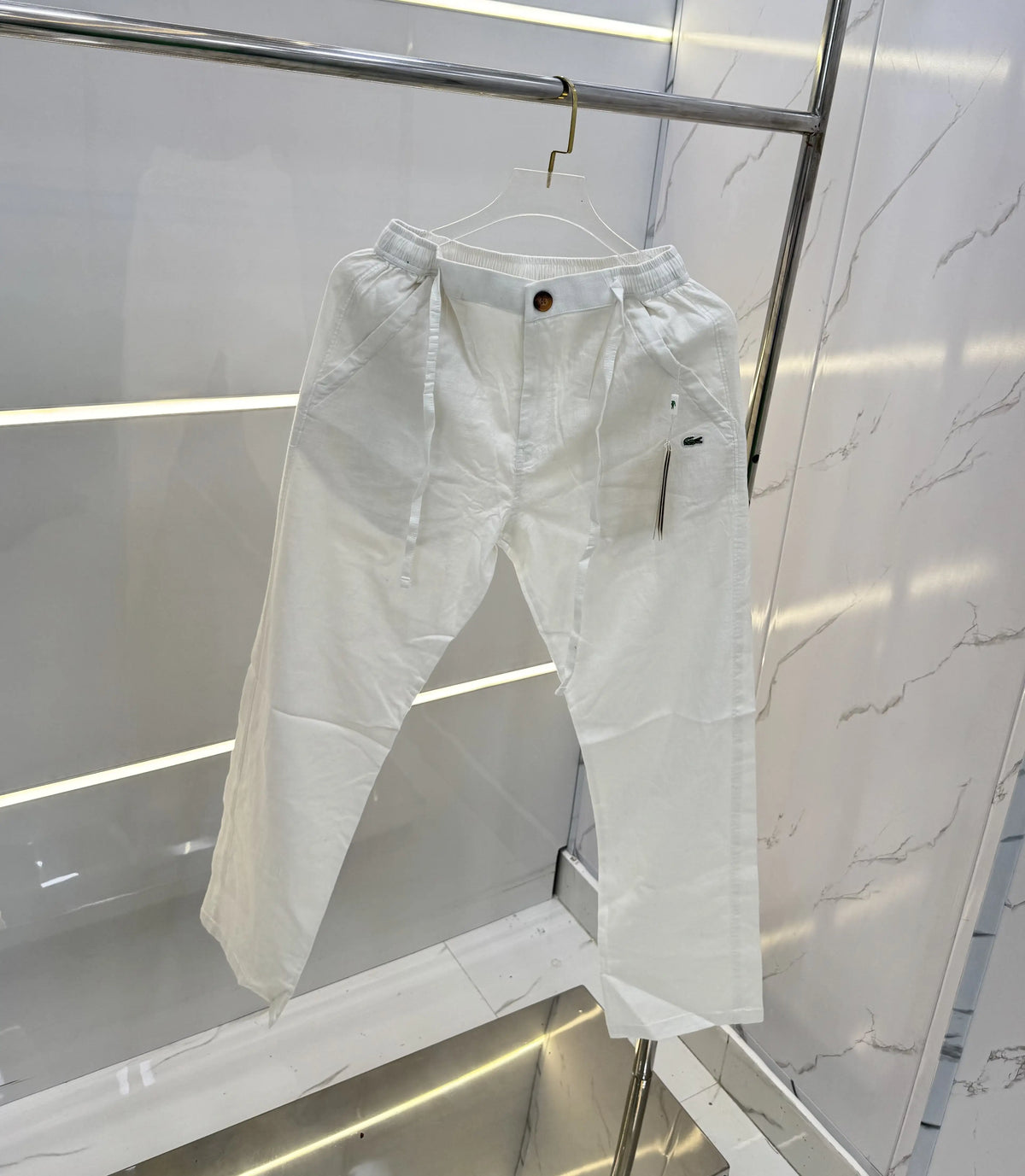 Lacost e White Premium Linen Trouser