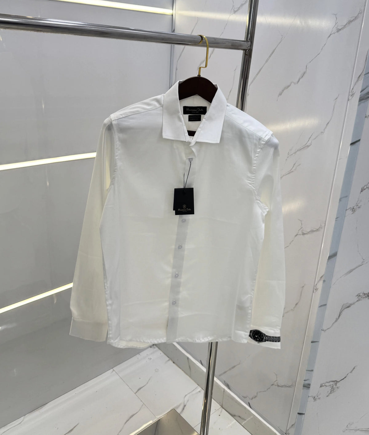 Massimo Dutti White Watch Logo Imported Shirt