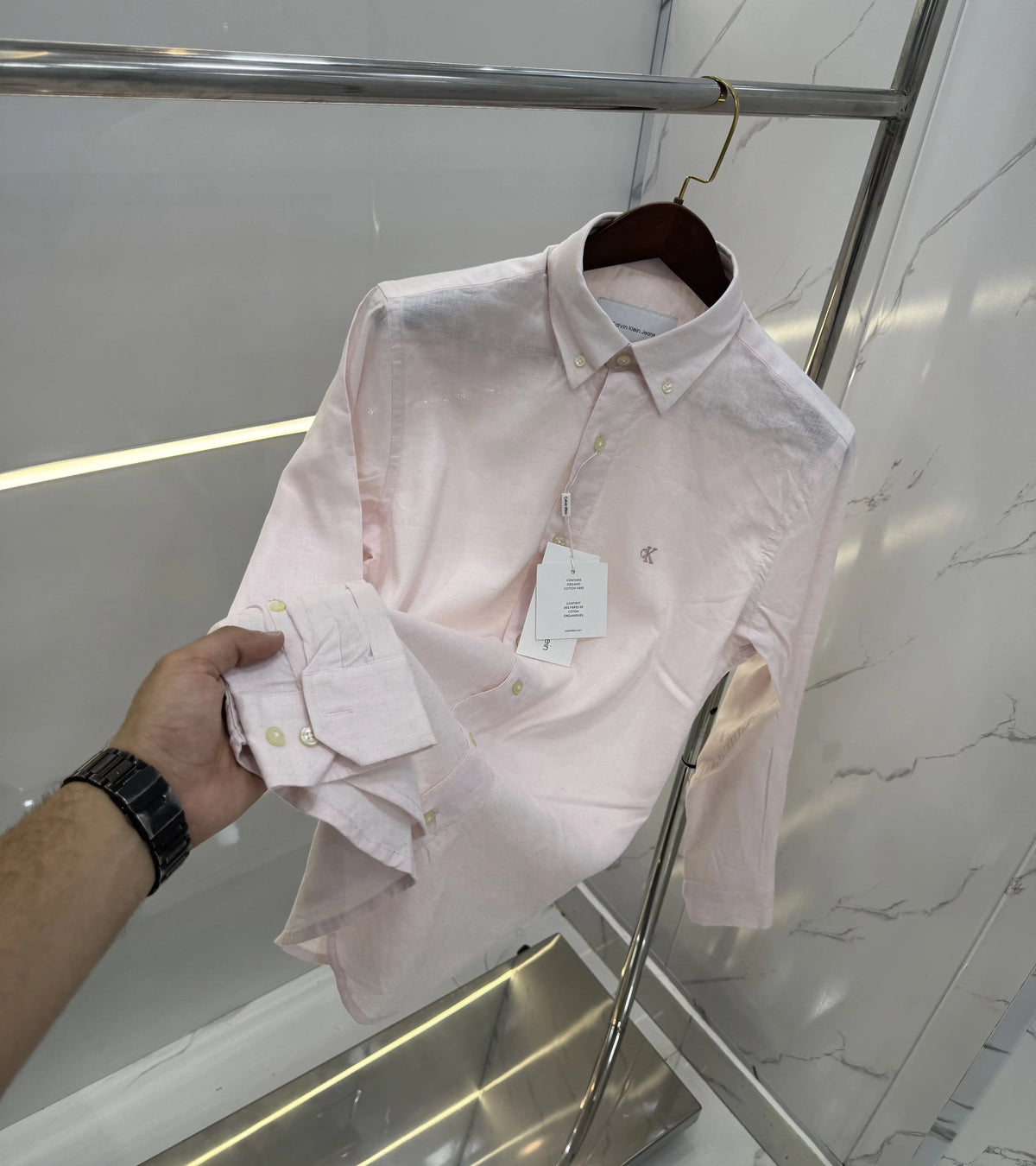 Calvin  Klein Pink Embroidery Logo Work Premium Shirt