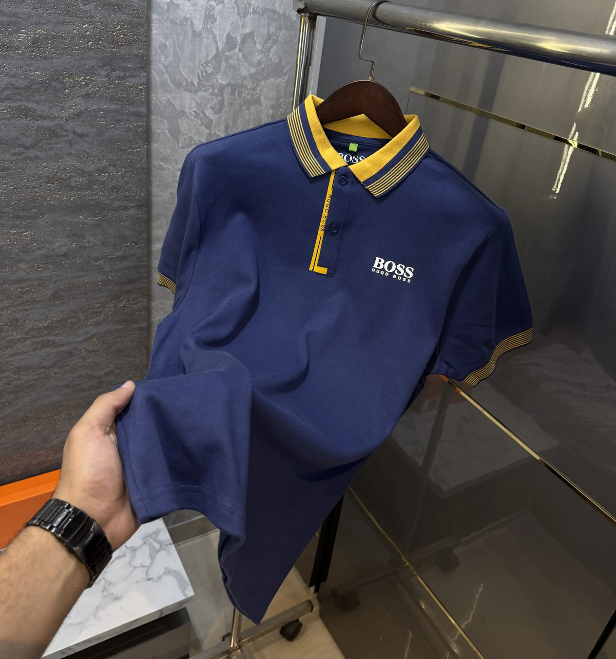 Hugo Bos s Blue Logo Work Premium Polo T-shirt