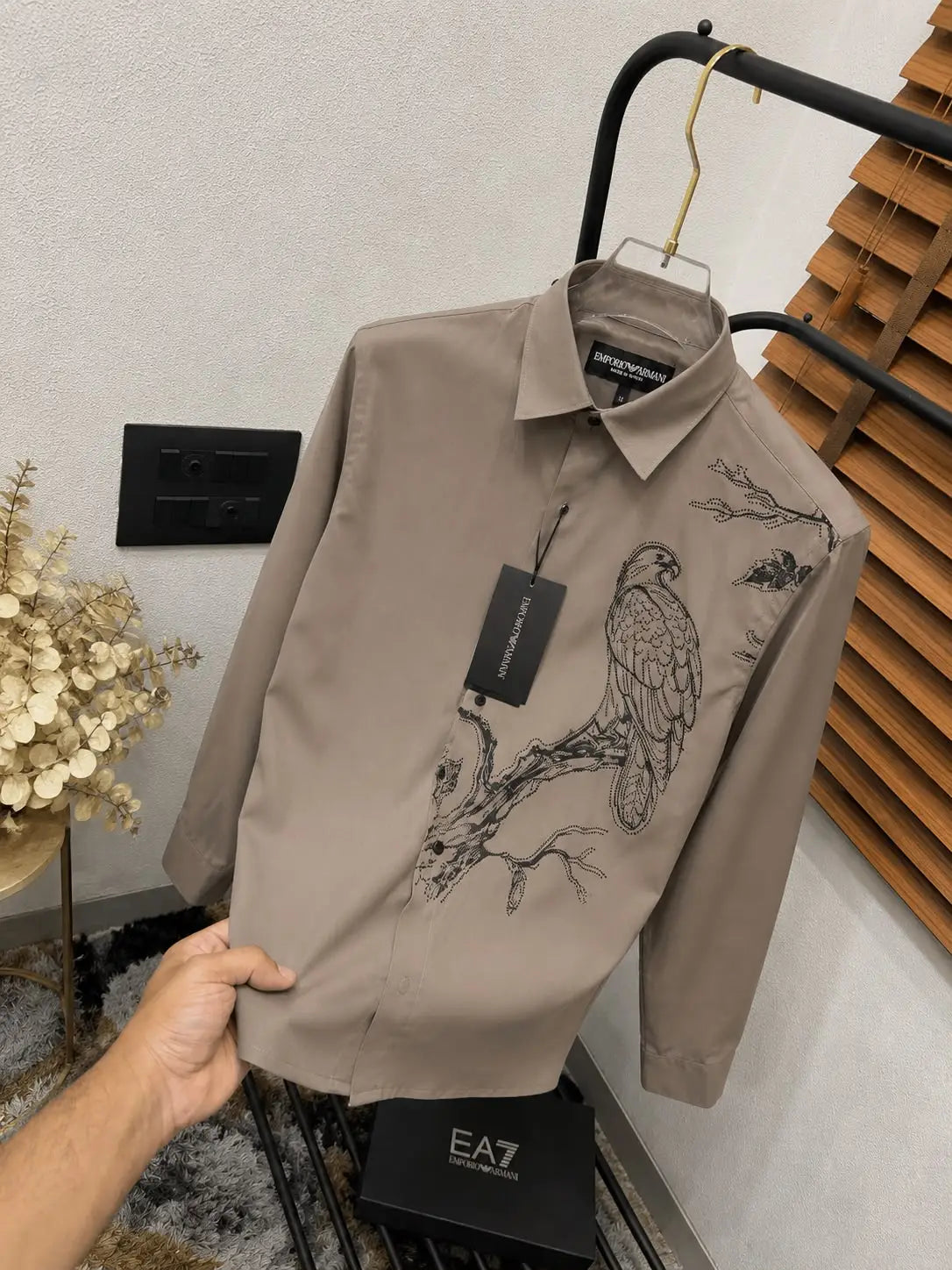 Emporio Arman_i Eagle Sequence Printed Italian Imported Partywear Shirt With OG Box (DN 640)