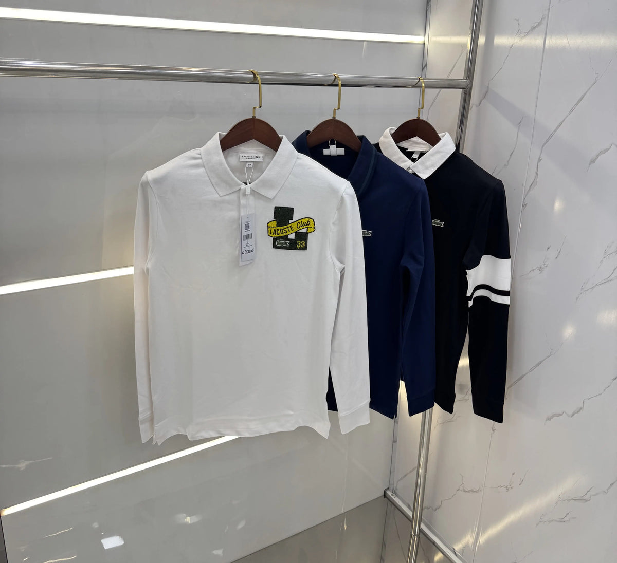 Lacost e Black Logo Work Premium Full Sleeve Polo T-Shirt