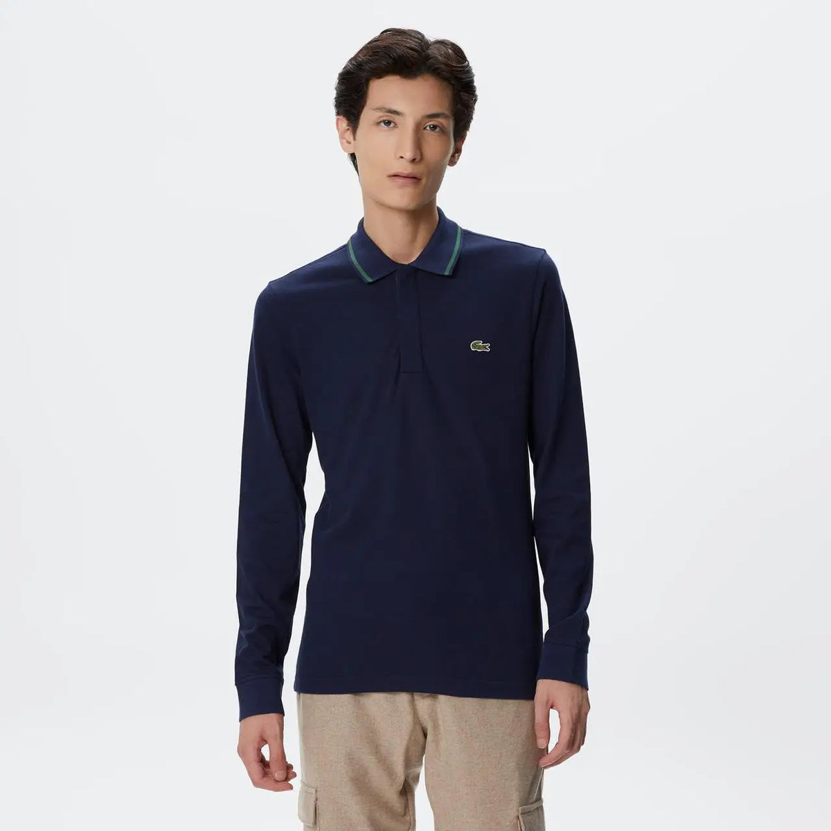 Lacost e Navy Blue Logo Work Premium Full Sleeve Polo T-Shirt
