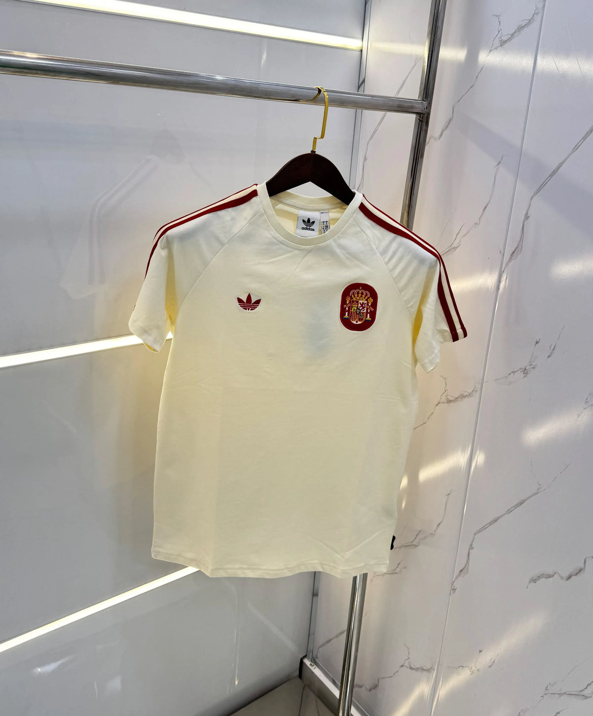 Adidas Cream  Logo Print Imported  T-Shirt