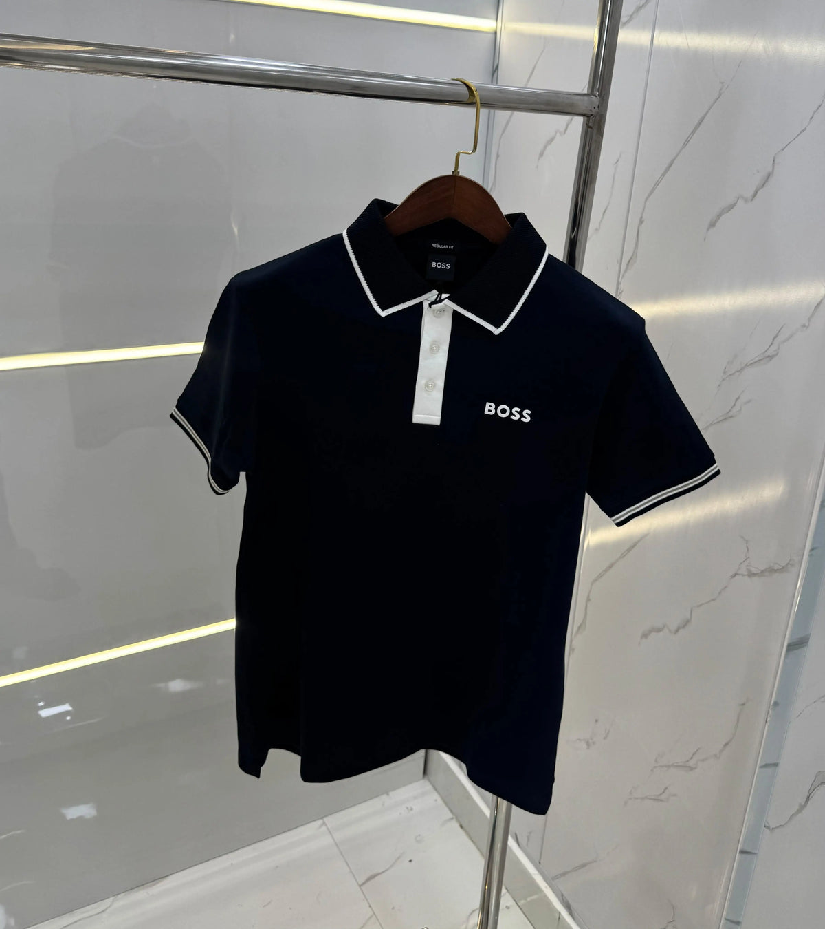 Hugo Bos s Navy Blue Logo Work Premium Polo T-shirt