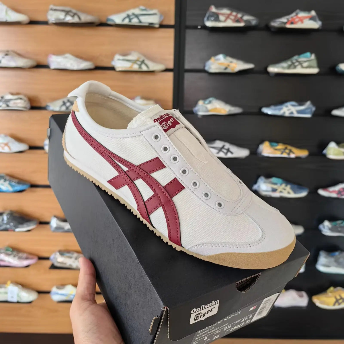 Onitsuka Tiger Mexico 66 Slip On White Red 7A Premium Sneakers D-2133