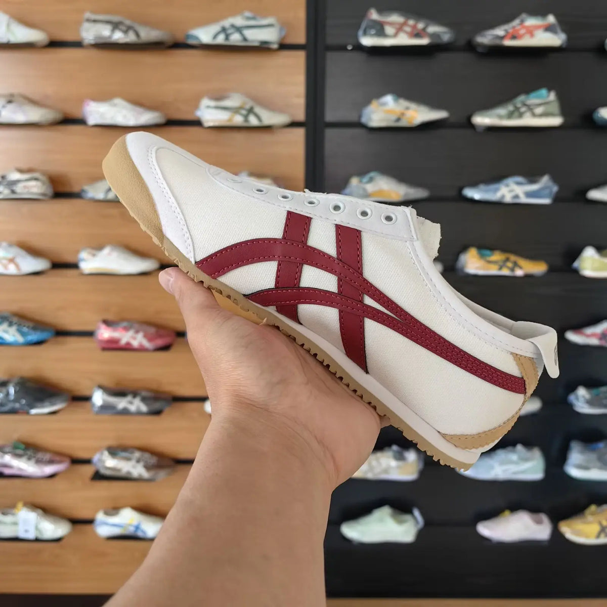 Onitsuka Tiger Mexico 66 Slip On White Red 7A Premium Sneakers D-2133