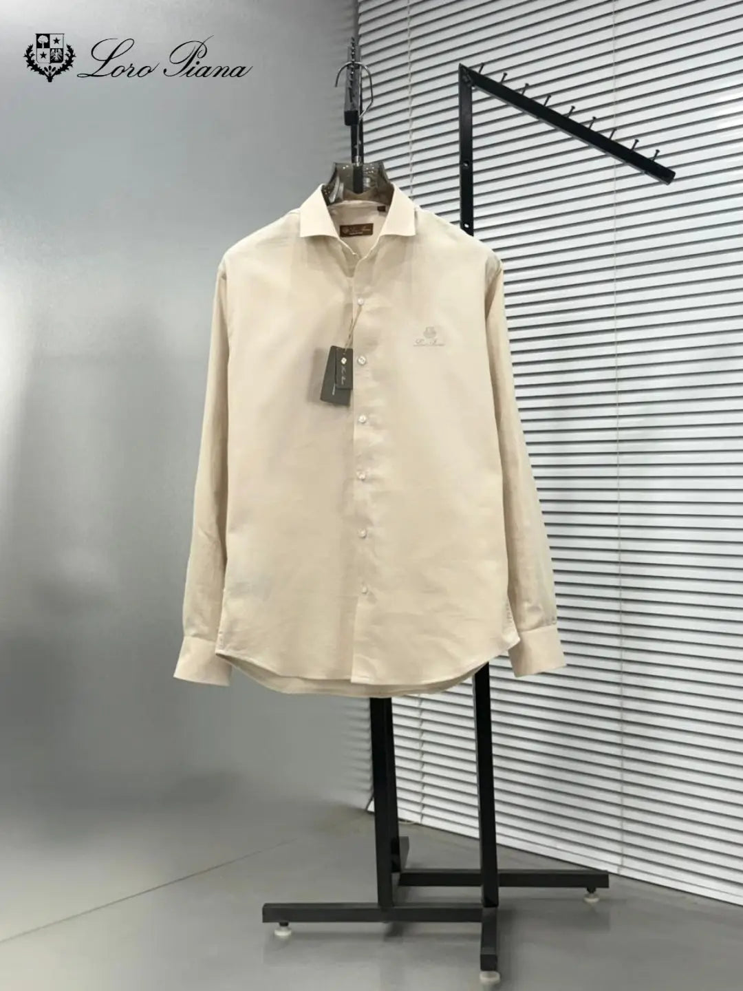 Loro Piana Cream Embroidery Logo Work Premium Shirt