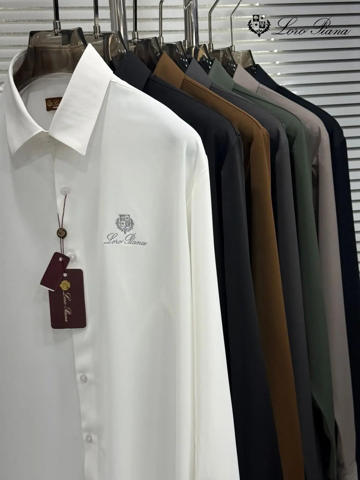 Loro Piana Dark Grey Embroidery Logo Premium Shirt With Original Box