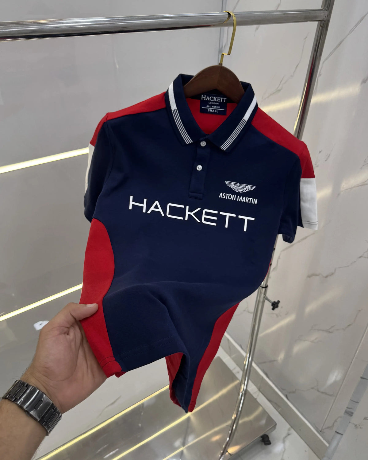 Hacket Navy Blue Logo Work Premium Polo T-Shirt