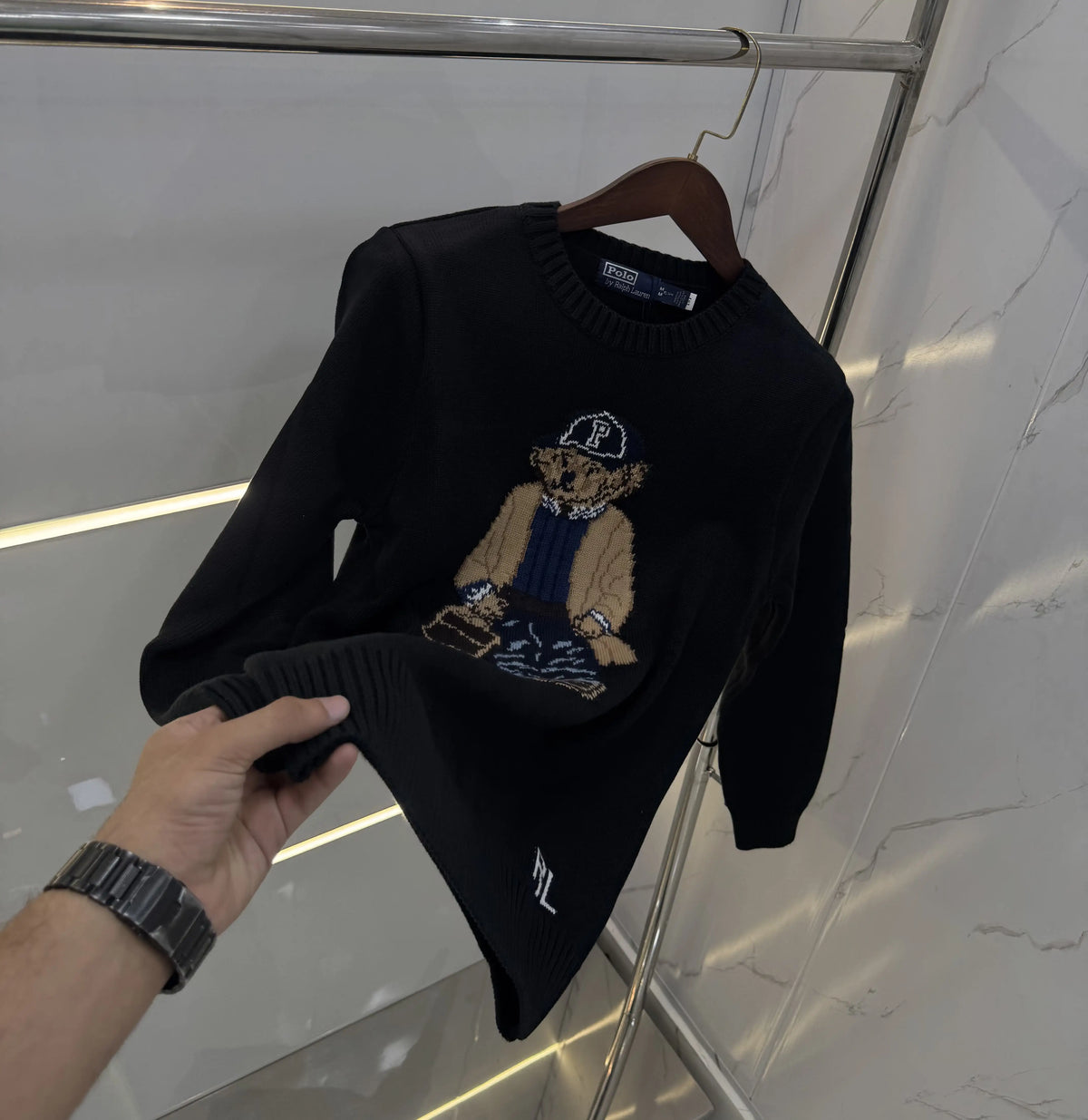 Ralph Laure.n Black Teddy Edition Knitted Imported Pull Over