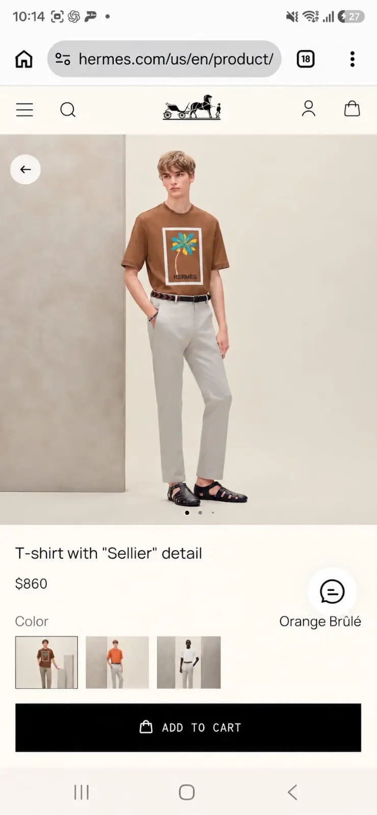Hermes Brown Logo Work Premium T-Shirt