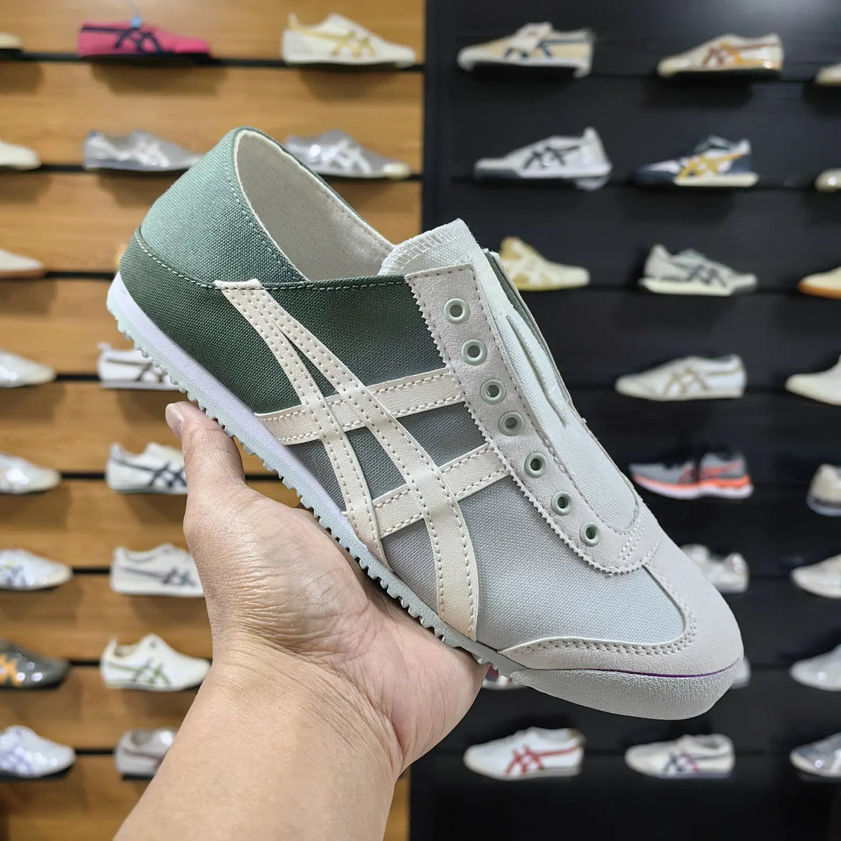 Onitsuka Tiger Mexico 66 Slip-On Mantle Green Birch 7A Premium Mens Sneakers D-2146