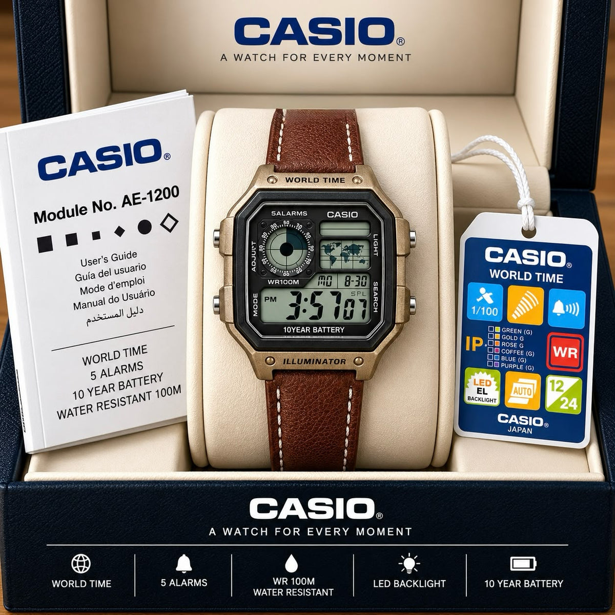 Casioo illuminator youth iconic world time legend