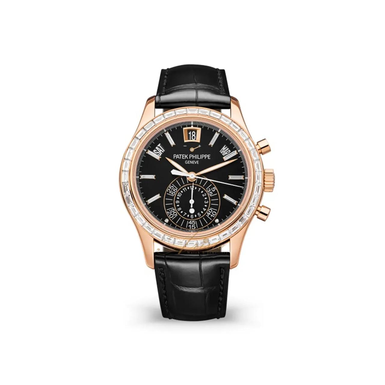 Patek_Philipp_e-Annual Calendar Ref 5961R-010 in Rose Gold with Diamond Bezel & Black Dial🥵