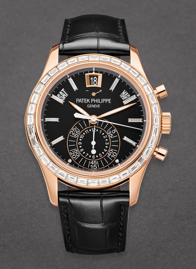 Patek_Philipp_e-Annual Calendar Ref 5961R-010 in Rose Gold with Diamond Bezel & Black Dial🥵