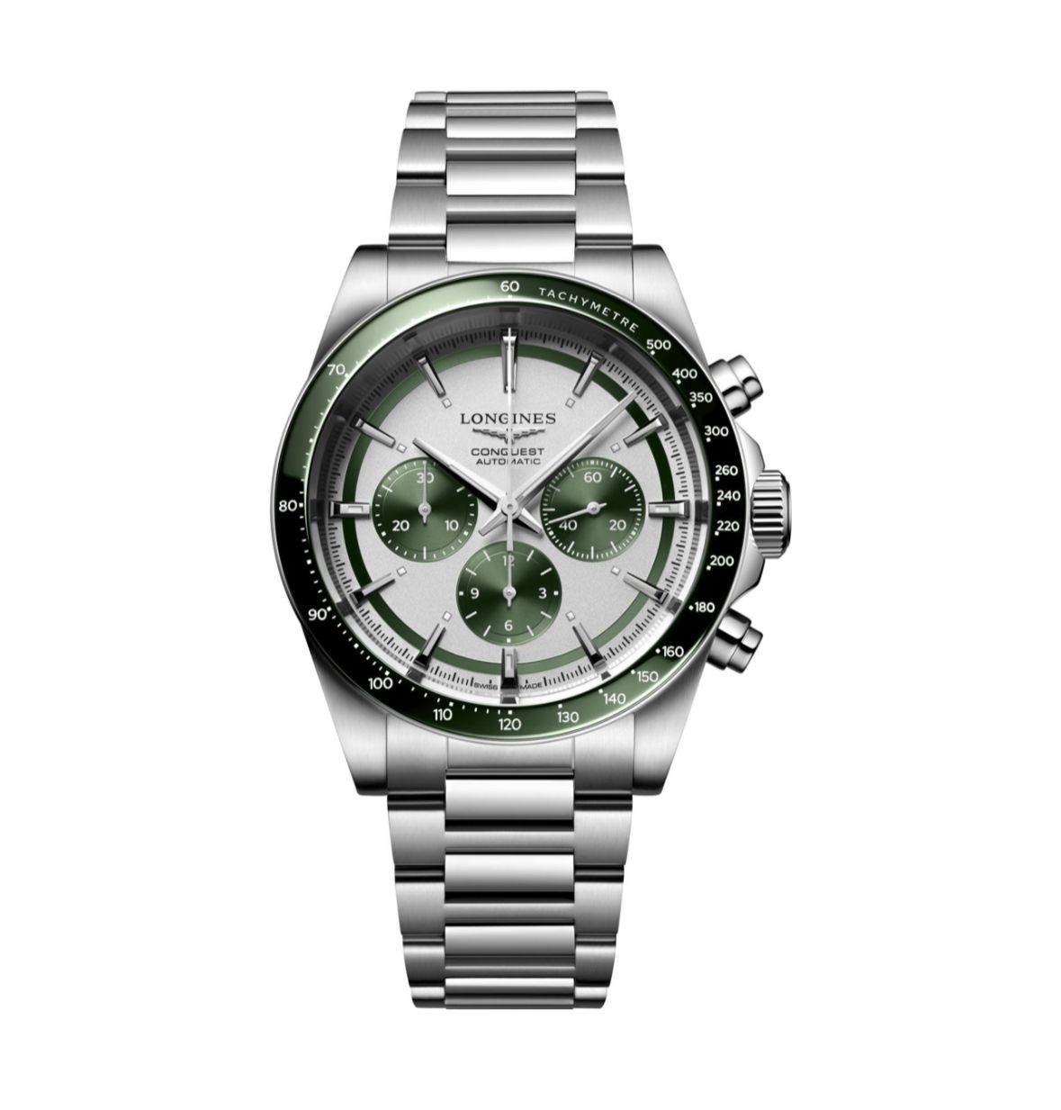 Longine_s Hydro-conquest Chronograph Silver Green Premium Automatic